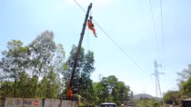 Xe cẩu vướng dây điện, tài xế thoát chết hy hữu