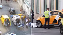 Taxi "buồn ngủ" tông trúng nhiều fan cổ vũ World Cup