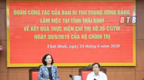 Đoàn công tác của Ban Bí thư Trung ương Đảng làm việc tại Thái Bình
