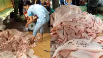 Hơn 1 tấn bì lợn ngâm hóa chất chế biến món “cơm sườn bì”