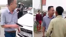Va chạm giao thông giữa ô tô và xe máy, tài xế rút súng ra dọa bắn