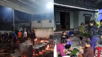 Bà con xứ Nghệ hối hả nấu bánh chưng gửi vào vùng lũ