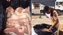 Xe ô tô chở 351kg thịt bò bốc mùi ra Hà Nội tiêu thụ