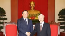 Tổng Bí thư Nguyễn Phú Trọng tiếp Phó Thủ tướng Lào Sonexay Siphandone