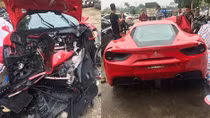 Siêu xe Ferrari 488 GTB tan nát sau tai nạn ở Việt Trì