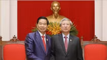 Thường trực Ban Bí thư tiếp đoàn đại biểu cấp cao thủ đô Vientiane