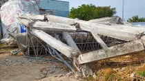 Đài nước Trung tâm y tế huyện bị sập sau hơn 4 năm sử dụng