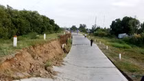 Đường phòng hộ đê biển Tây sụt lún nghiêm trọng