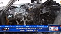 Xe ô tô cháy rụi khi chiếc Samsung Note 7 phát nổ 