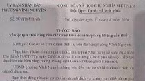 Thu hồi thông báo chưa đúng về phòng, chống COVID-19 của một phường