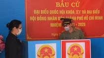 Kiểm tra công tác bảo vệ ANTT tại các điểm bỏ phiếu bầu cử
