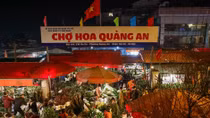 Nửa đêm, chợ hoa Quảng An vẫn nhộn nhịp phục vụ người dân dịp Tết