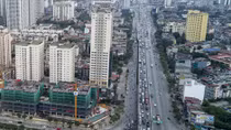 Rào chắn 1/2 mặt đường Vành đai 3 trên cao phục vụ thi công