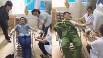 2 cán bộ Công an huyện Cẩm Thủy hiến máu cứu người