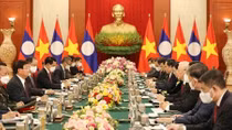 Tổng Bí thư Nguyễn Phú Trọng hội đàm với Tổng Bí thư, Chủ tịch nước Lào Thongloun Sisoulith
