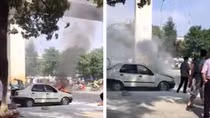 Xế hộp bốc hỏa trên đường Quang Trung