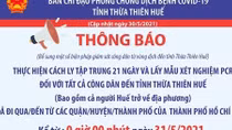 Huế cách ly 21 ngày, xét nghiệm COVID-19 đối với người đến từ TP Hồ Chí Minh