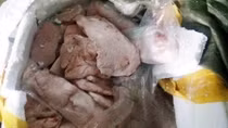 Phát hiện xe khách chở gần 1 tấn nầm, đuôi, gân heo bẩn