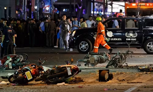 Hiện trường đánh bom hồi tháng trước ở đền Erawan, thủ đô Bangkok. Ảnh: Guardian Hiện trường đánh bom hồi tháng trước ở đền Erawan, thủ đô Bangkok. Ảnh: Guardian
