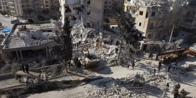 Một góc thành phố Idlib của Syria bị tàn phá bởi chiến tranh. Ảnh: ITN