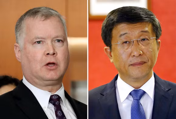 Ông Stephen Biegun và ông Kim Hyok-chol.