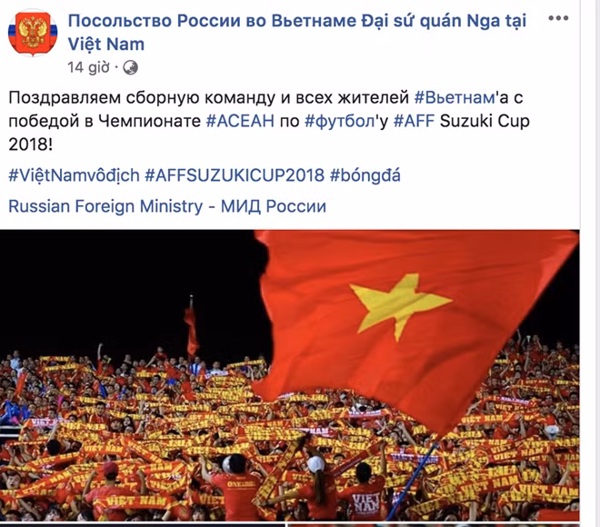 Đoạn chia sẻ của Đại sứ quán Nga trên Facebook.