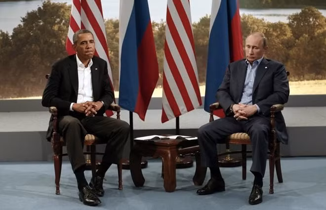 Tổng thống Mỹ Barack Obama và người đồng cấp Nga Vladimir Putin trong một cuộc hội đàm hiếm hoi. Ảnh: Reuters