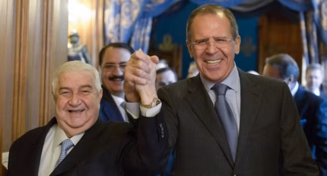 Ngoại trưởng Syria Walid Muallem và người đồng cấp Nga Sergei Lavrov trong một cuộc gặp. Ảnh: RT