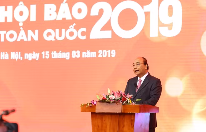 Thủ tướng Nguyễn Xuân Phúc phát biểu khai mạc Hội báo Toàn quốc 2019.