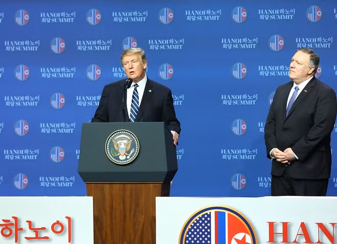 Tổng thống Trump phát biểu tại họp báo chiều 28-2. Ảnh: Thiện Minh