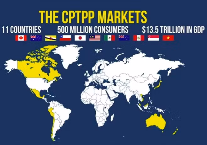 CPTPP là thị trường với 500 triệu dân, chiếm 13,5% GDP thế giới.