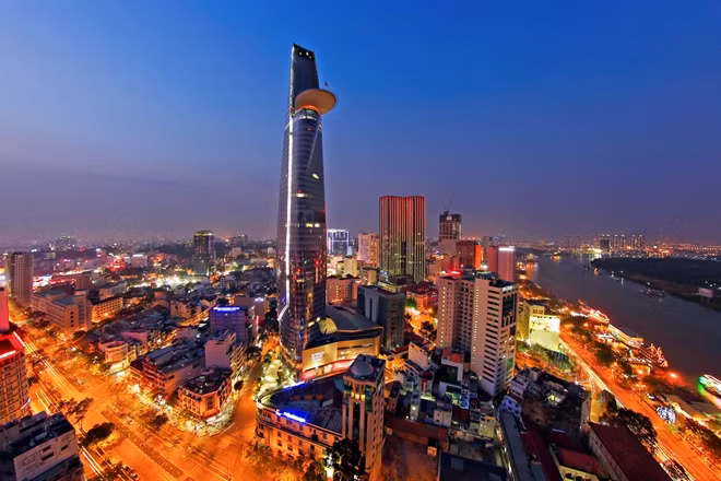 Một góc thành phố Hồ Chí Minh nổi bật với các tòa nhà chọc trời. Ảnh minh họa