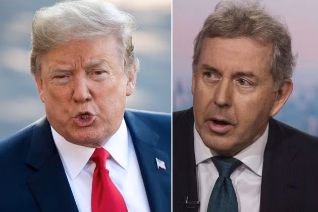 Tổng thống Trump và đại sứ Anh Kim Darroch. Ảnh: ITN Tổng thống Trump và đại sứ Anh Kim Darroch. Ảnh: ITN