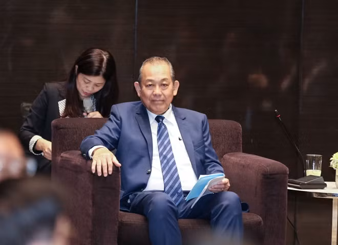 Phó Thủ tướng Thường trực Trương Hoà Bình phát biểu tại buổi tiếp.