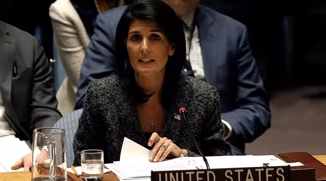 Đại sứ Mỹ tại Liên Hợp Quốc Nikki Haley. Ảnh: Reuters
