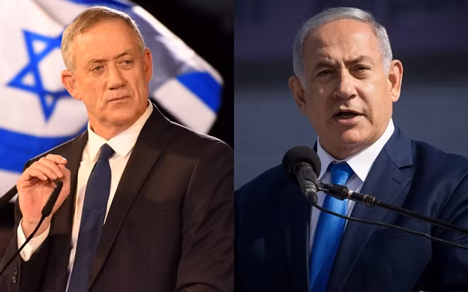 Ông Gantz và ông Netanyahu. Ảnh: ITN
