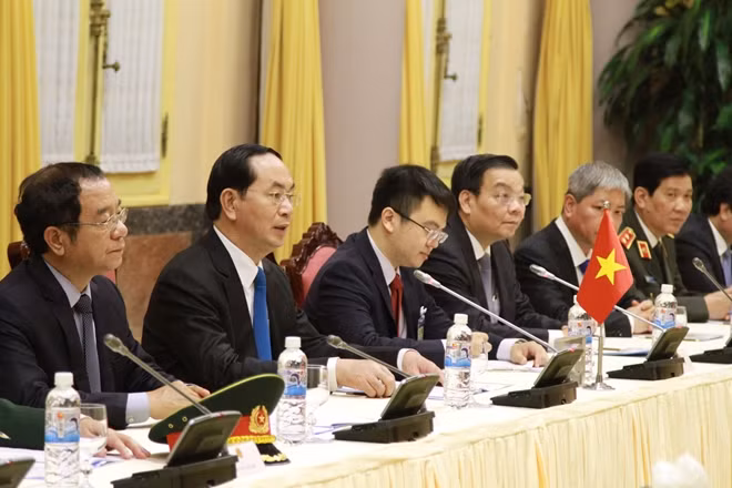 Chủ tịch nước Trần Đại Quang phát biểu tại buổi hội đàm.