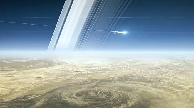 Vệt lửa do Kosmos-2430 tạo ra khi hồi quyển. Ảnh: NASA