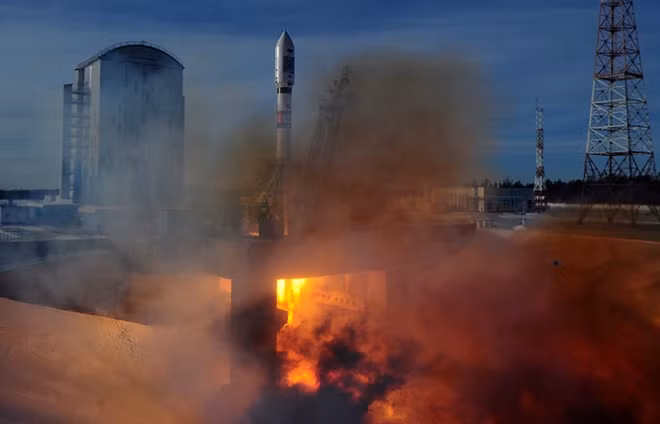 Tàu vũ trụ Nga rời bệ phóng lên trạm ISS. Ảnh: TASS