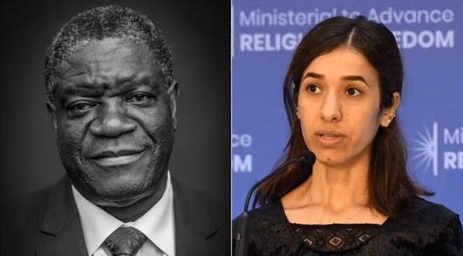 Bác sĩ phụ khoa Denis Mukwege và nhà hoạt động Nadia Murad. Ảnh: ITN