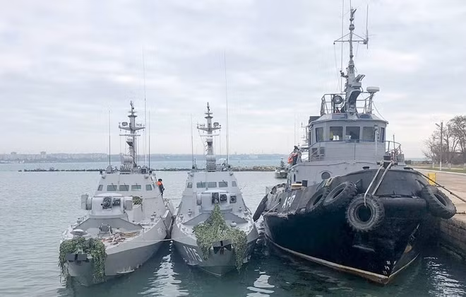 Tàu Ukraine bị bắt gần Eo biển Kerch cùng 24 thủy thủ tháng 11-2018. Ảnh: TASS