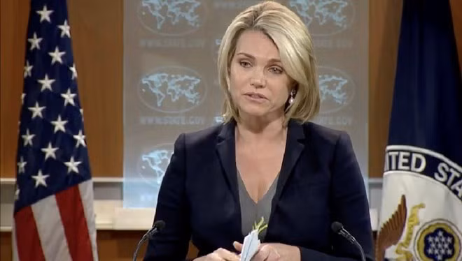 Người phát ngôn Bộ Ngoại giao Mỹ Heather Nauert. Ảnh: ITN Người phát ngôn Bộ Ngoại giao Mỹ Heather Nauert. Ảnh: ITN