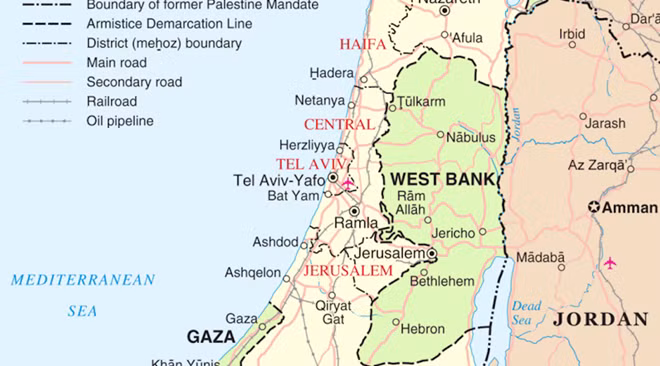 Khu vực Bờ Tây do Israel chiếm đóng.