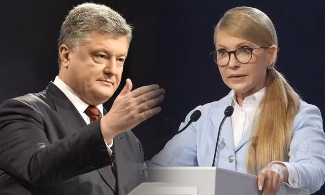 Ông Poroshenko và bà Tymoshenko.