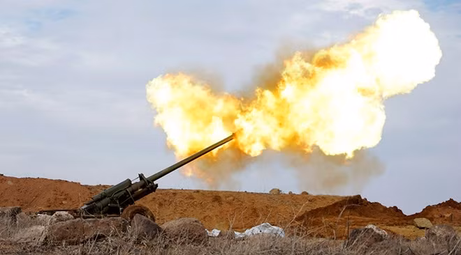 Một hệ thống pháo của Syria. Ảnh: ITN