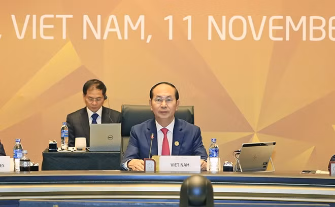 Chủ tịch nước Trần Đại Quang phát biểu tại hôi nghị.