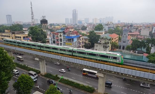 Một đoạn đường sắt Cát Linh - Hà Đông.