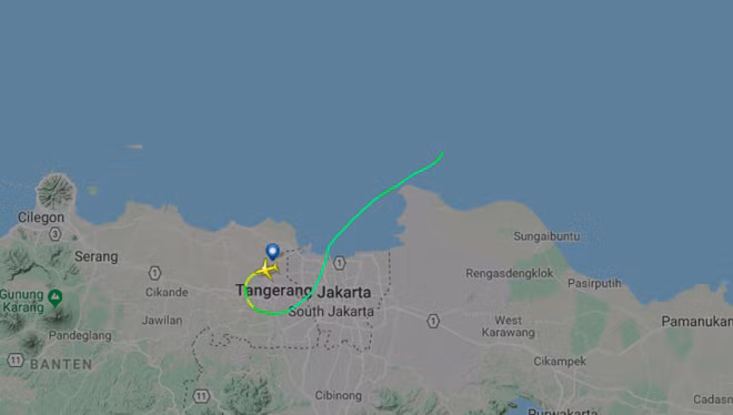 Đường bay của chuyến bay JT 610 của hãng Lion Air.