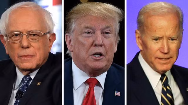 Tổng thống Trump cùng hai ứng viên nặng ký từ đảng Dân chủ là Bernie Sanders (trái) và Joe Biden (phải). Tổng thống Trump cùng hai ứng viên nặng ký từ đảng Dân chủ là Bernie Sanders (trái) và Joe Biden (phải).
