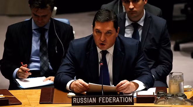Phó Đại sứ Nga tại LHQ Vladimir Safronkov. Ảnh: RT